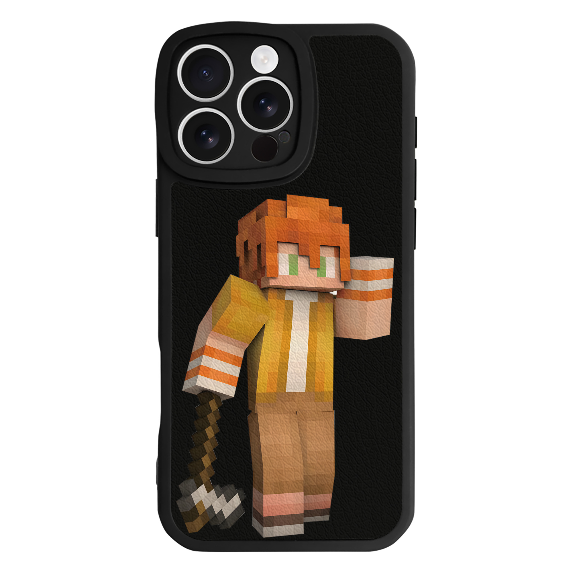 （画像用） マインクラフト ブロックの世界 Minecraft MC Block world 【iPhone 16シリーズ対応】シリコンスマホケース（レザー調） 材質：シリコン